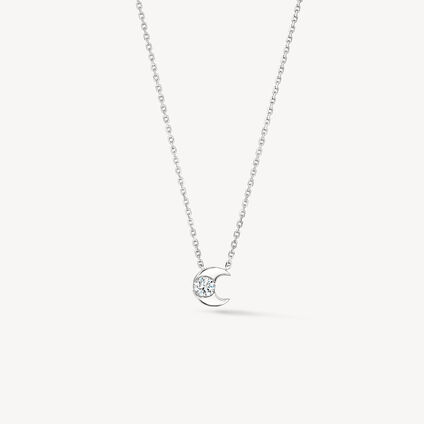 Charmed Half Moon 钻石项链, 18K 白金 Charmed Half Moon 钻石项链, 18K 白金, large