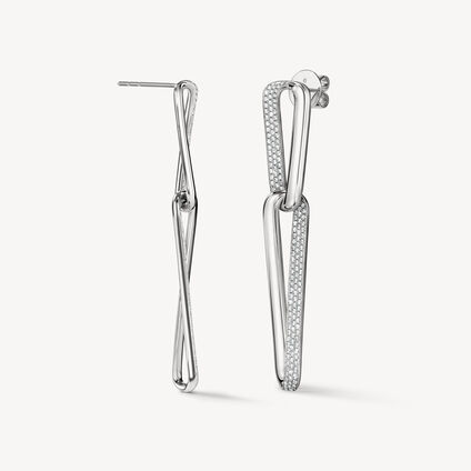 INSIDE/OUT Diamond Link Earrings, Large, 18K White Gold INSIDE/OUT Diamond Link Earrings, Large, 18K White Gold, large