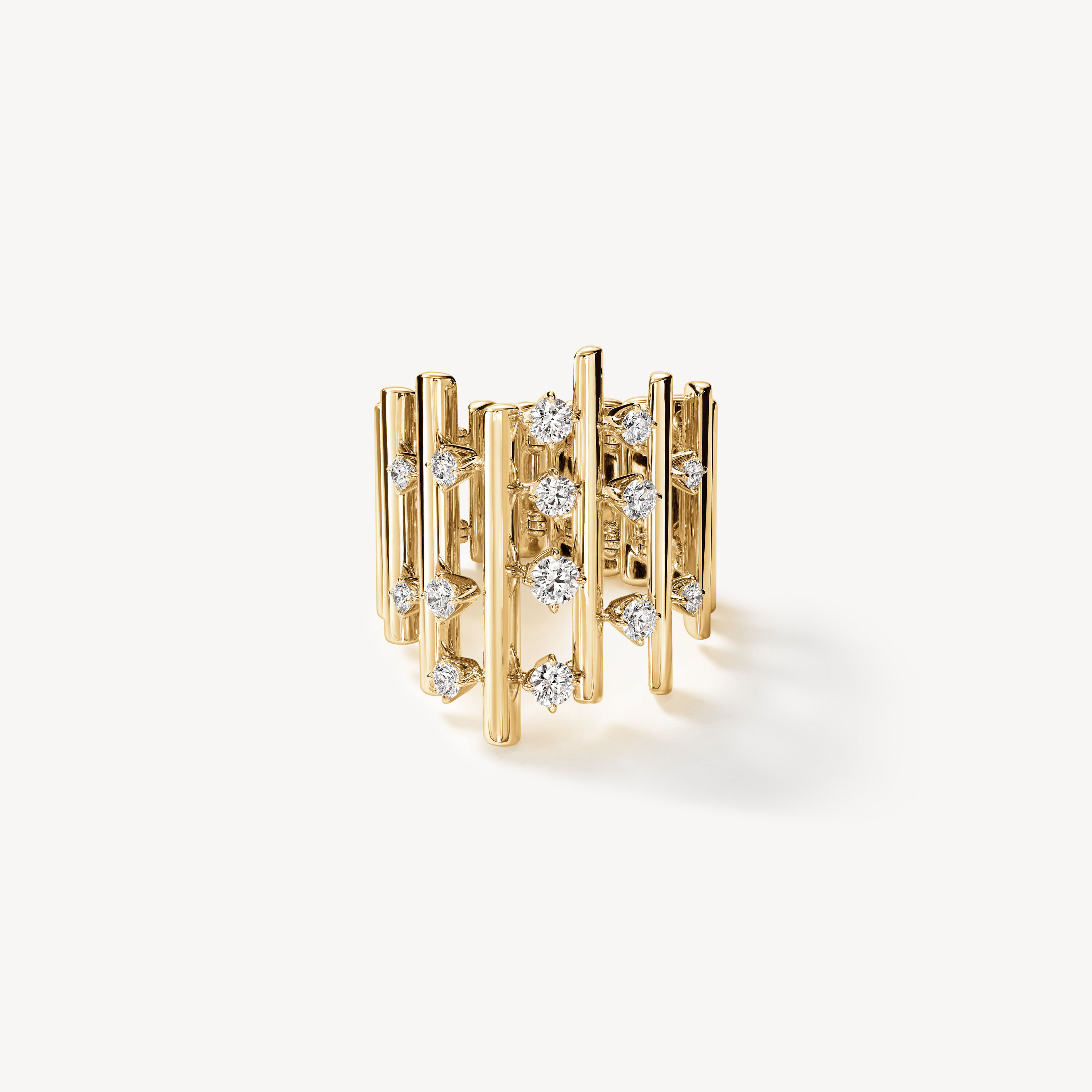 BARRE Multi- Row Diamond Ring, 18K Yellow Gold, large