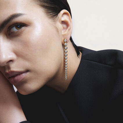 DREAM CIRCLE 可转换式钻石耳环, 18K 黄金, large