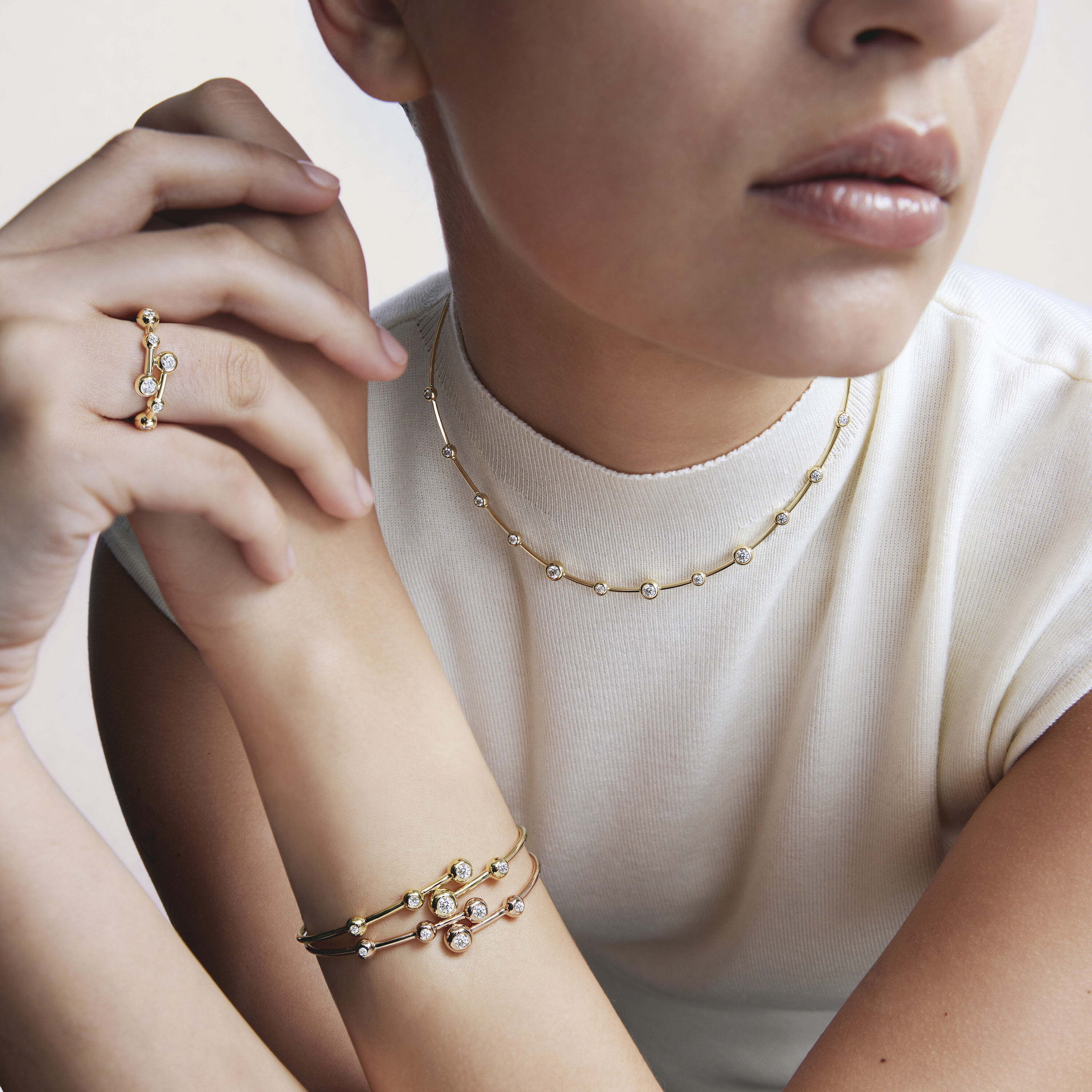 DREAM FLEXI FLOATING 钻石手镯, 18K 玫瑰金, large