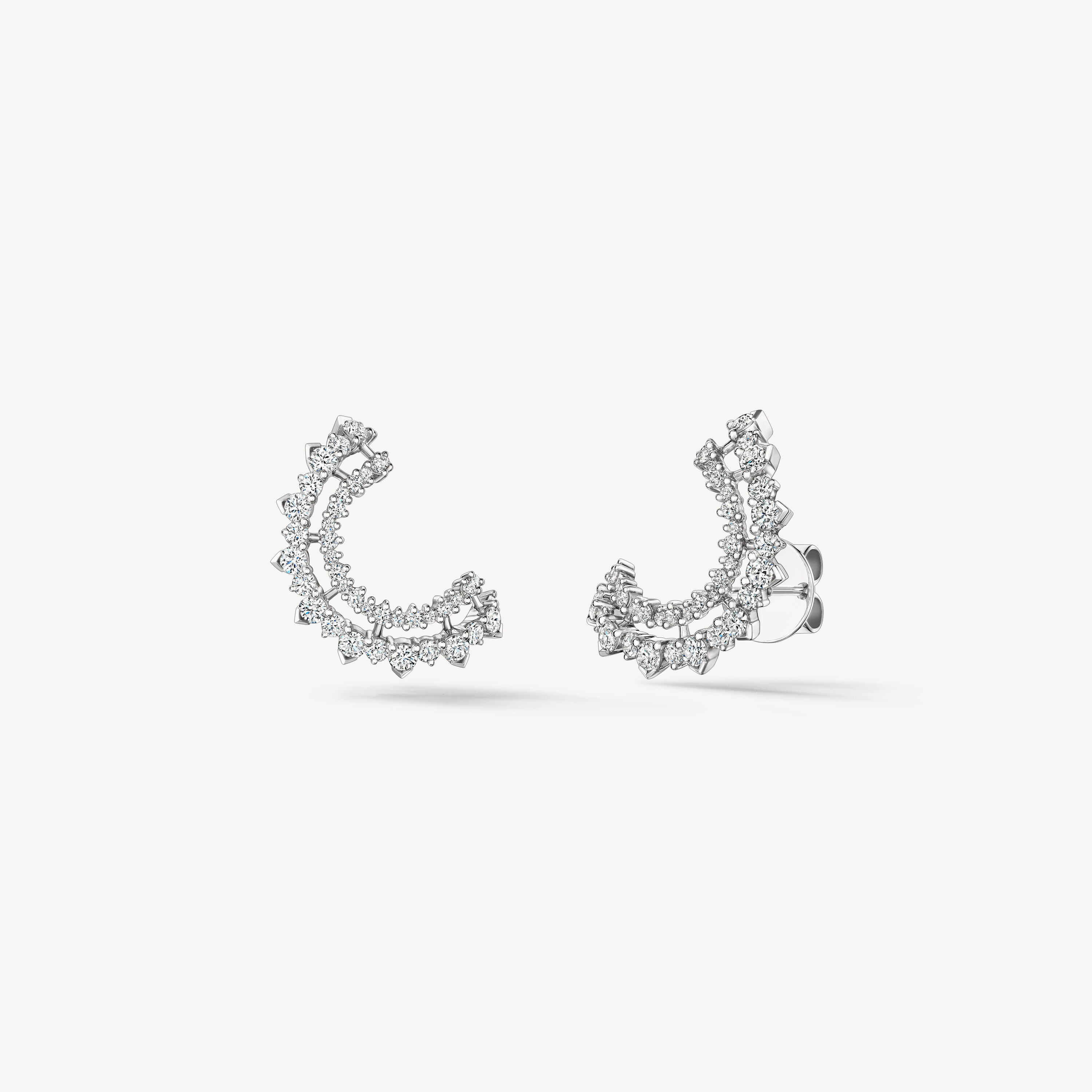 Aerial Double Sunrise Earrings - Small, 18K White Gold, large