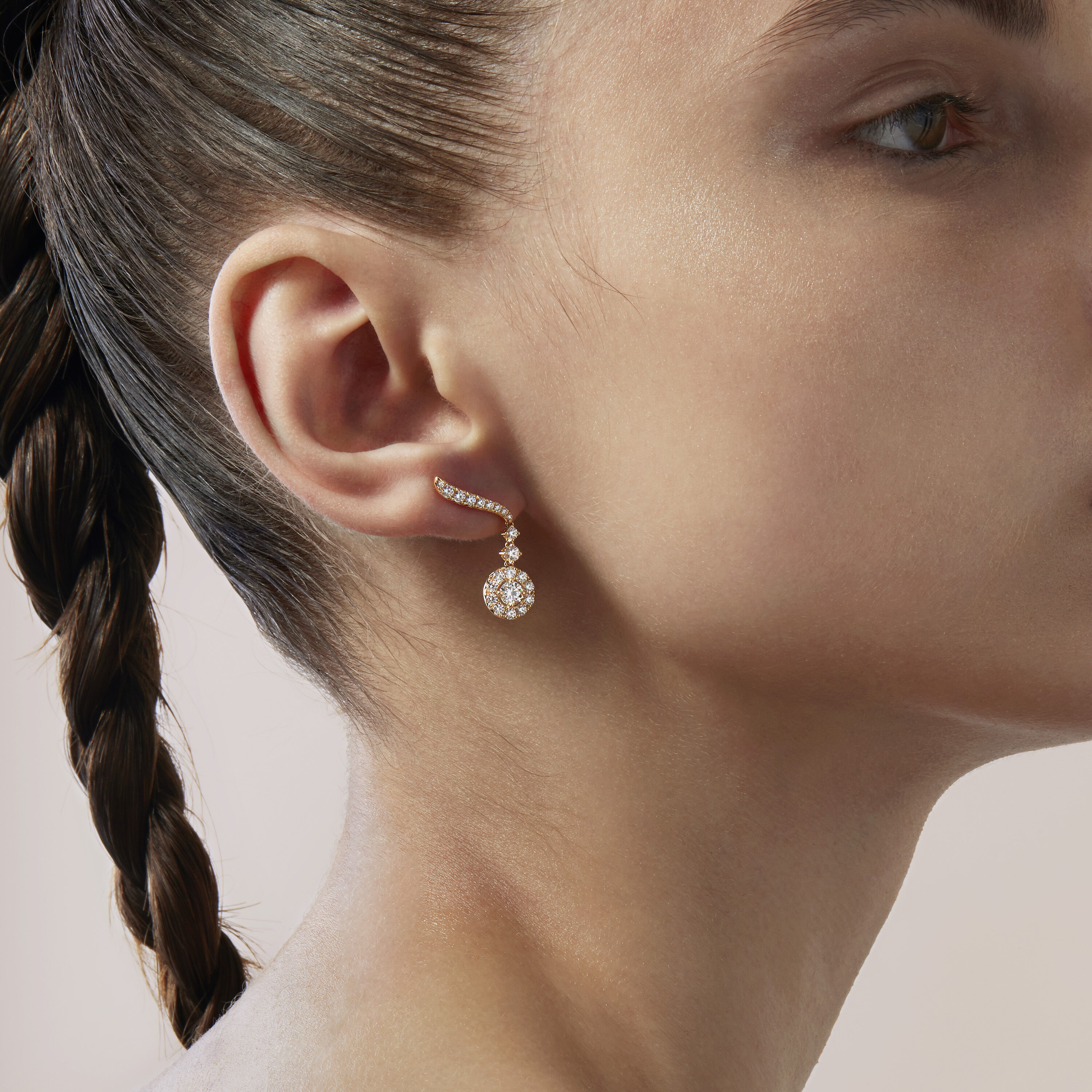 Vela Drop 钻石耳环, 18K 黄金, large