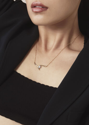 Vela Solitaire Crossover Pendant, 18K White Gold Vela Solitaire Crossover Pendant, 18K White Gold, large