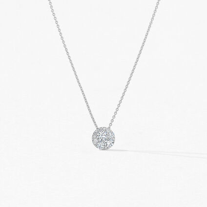 Tessa Diamond Circle Pendant, 18K White Gold, large