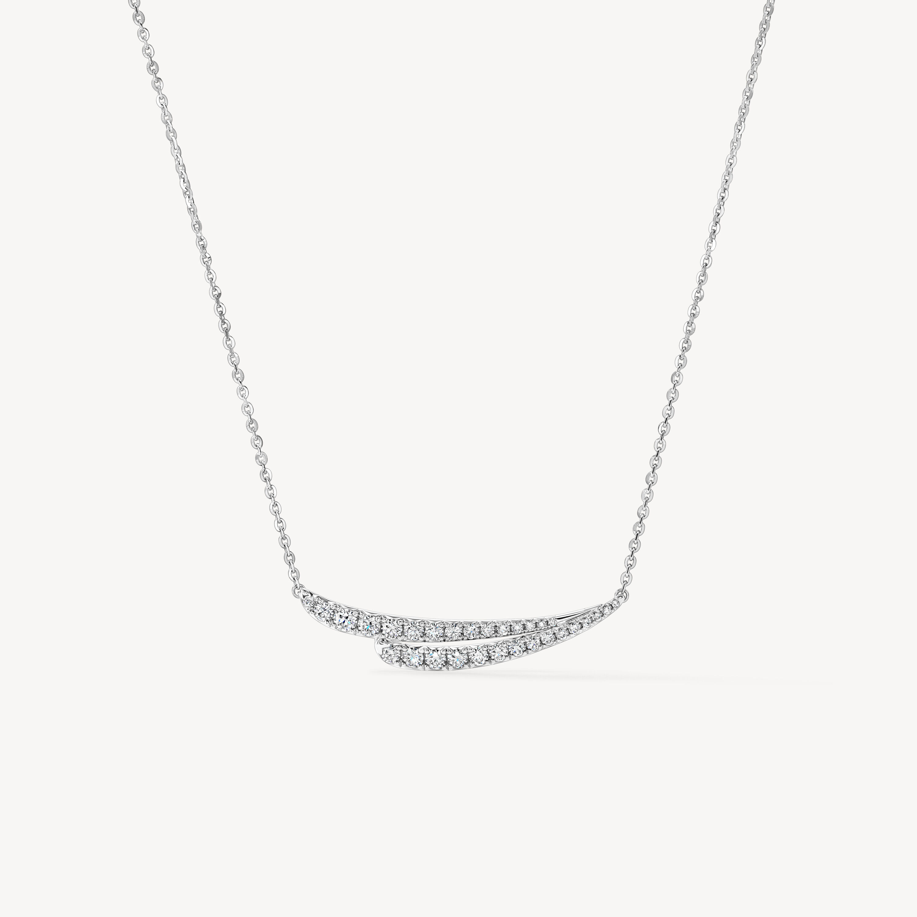 VELA系列法式切割密镶钻石项链, 18K 白金, large