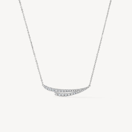 VELA French Cut Pav&eacute; Diamond Pendant Necklace, 18K White Gold, large