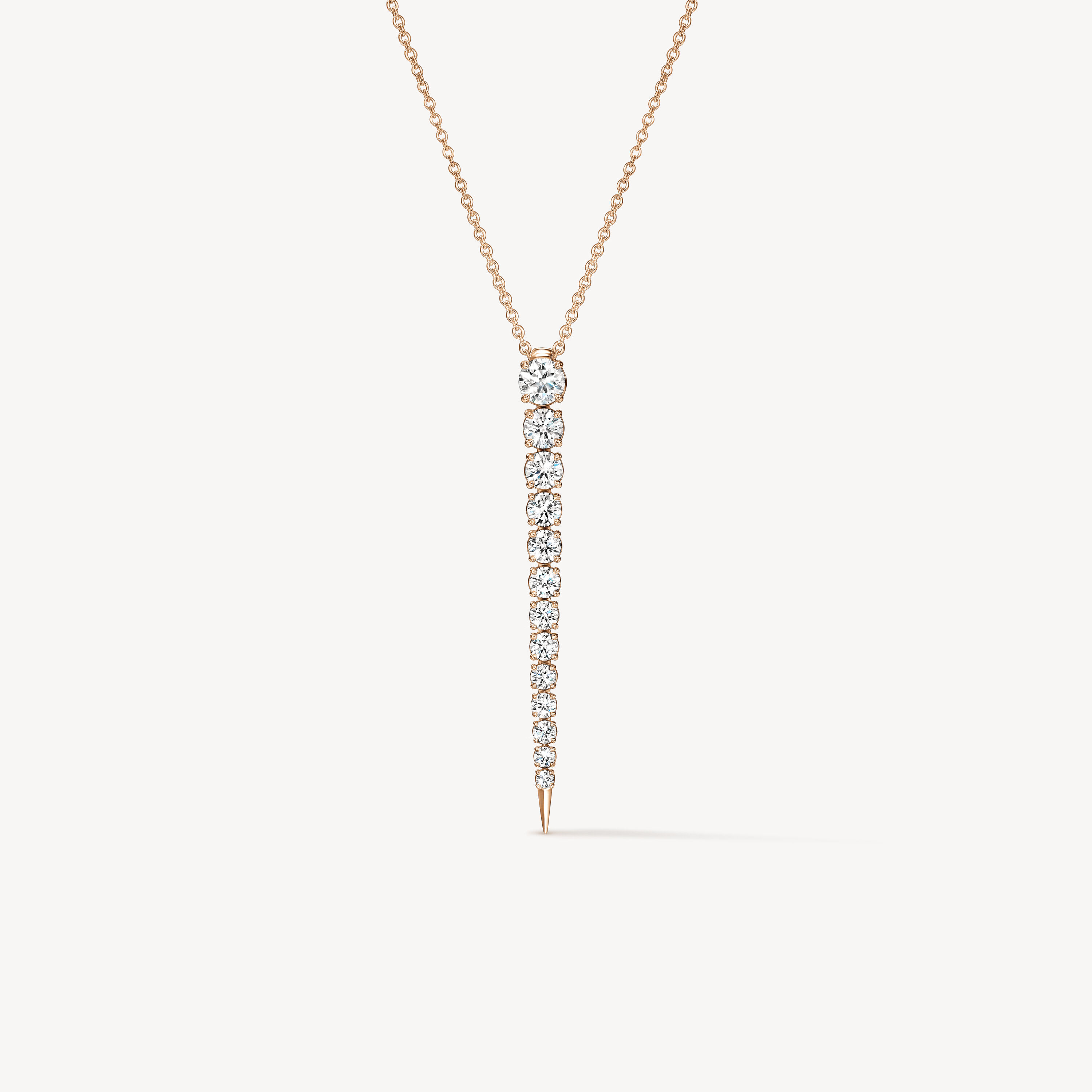 Icicle Diamond Pendant Necklace, 18K 玫瑰金, large