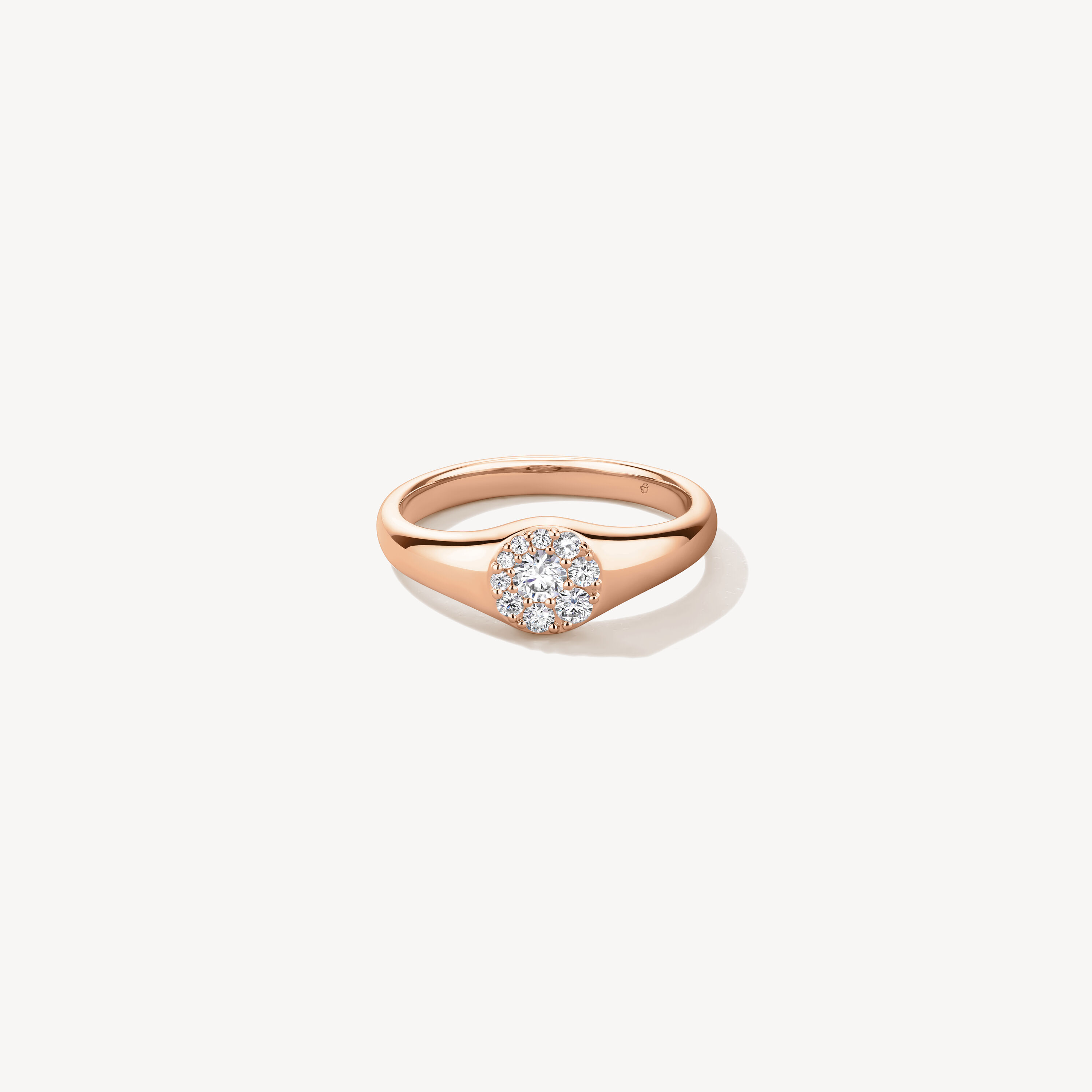 Tessa Circle Signet 钻石戒指, 18K 玫瑰金, large