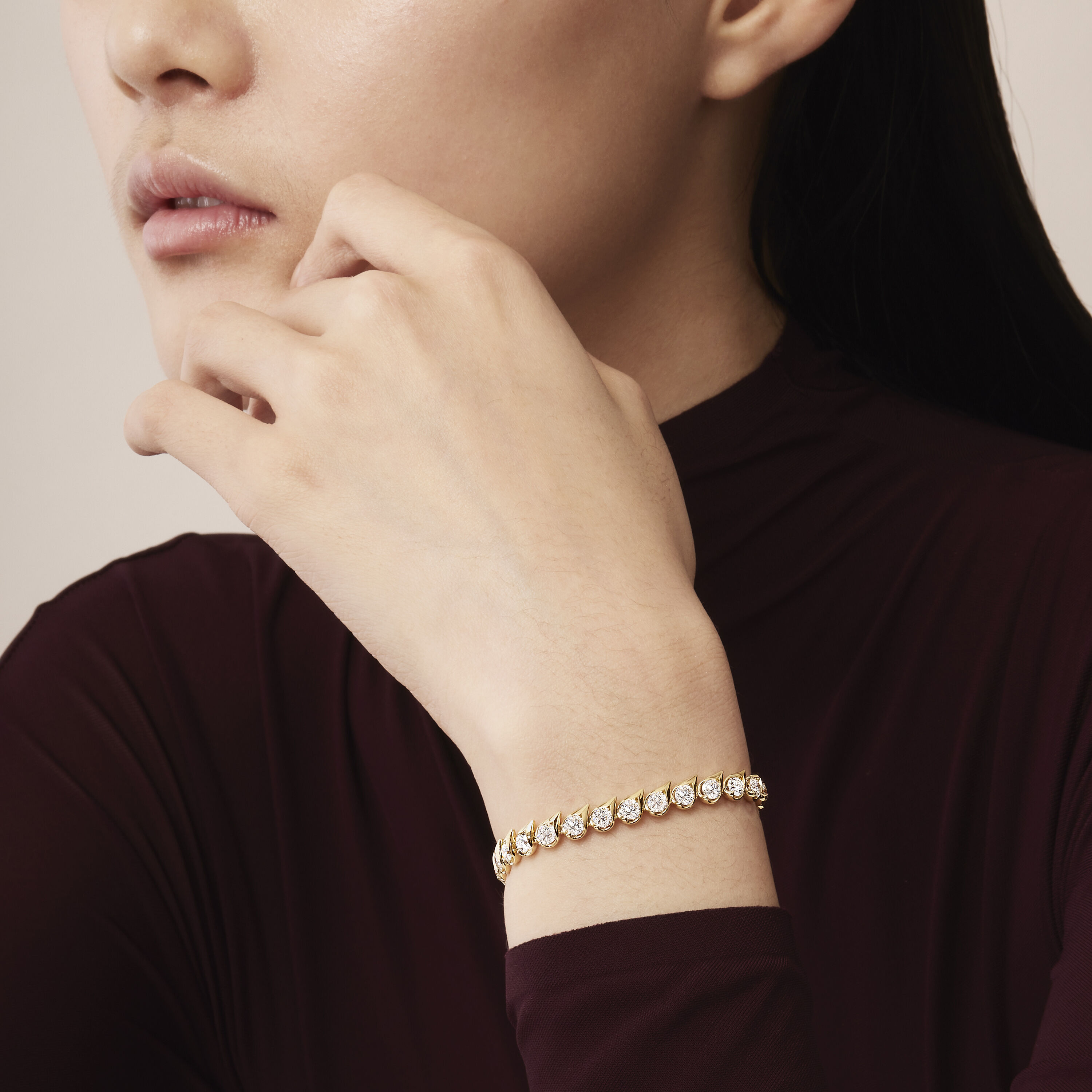 LU Droplet 钻石手链, 18K 玫瑰金, large