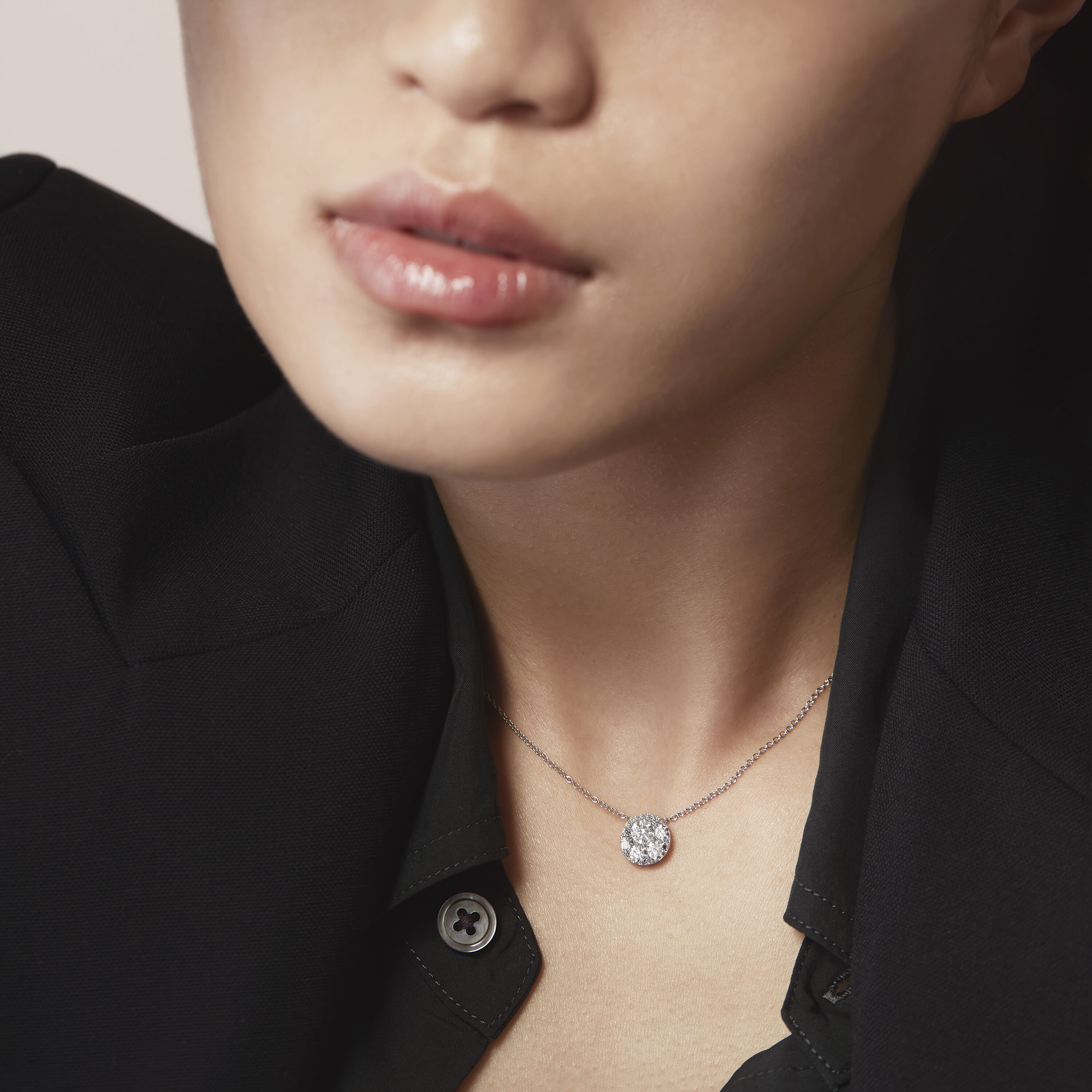 Tessa Circle 钻石项链, 18K 玫瑰金, large