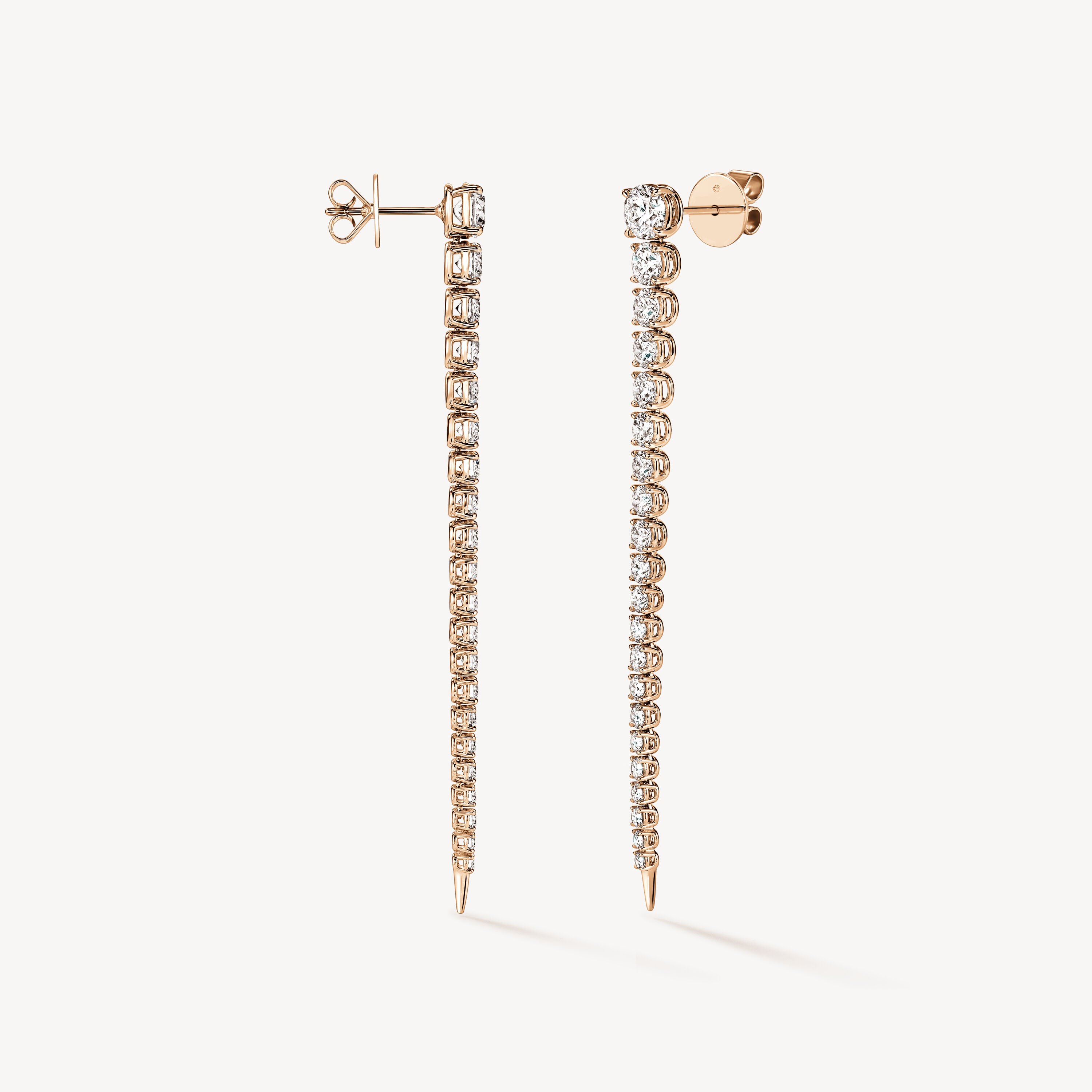 Icicle Diamond Drop Earrings, Long, 18K Rose Gold, large