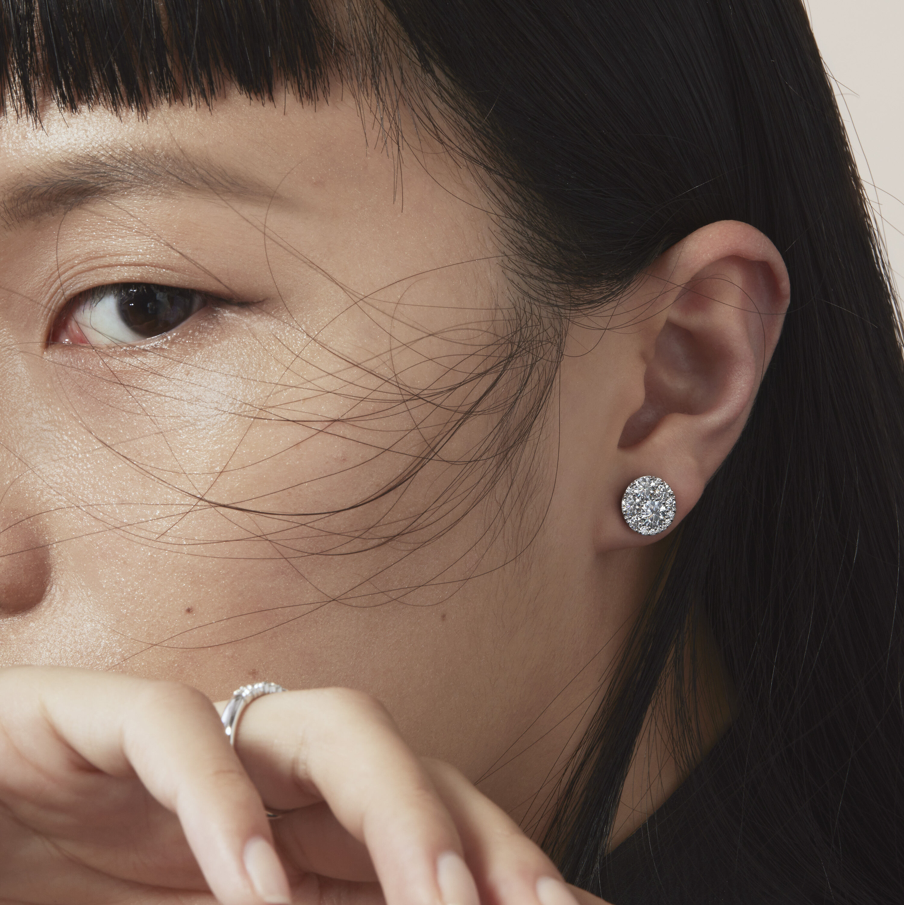 Tessa Diamond Circle Earrings, 18K 白金, large