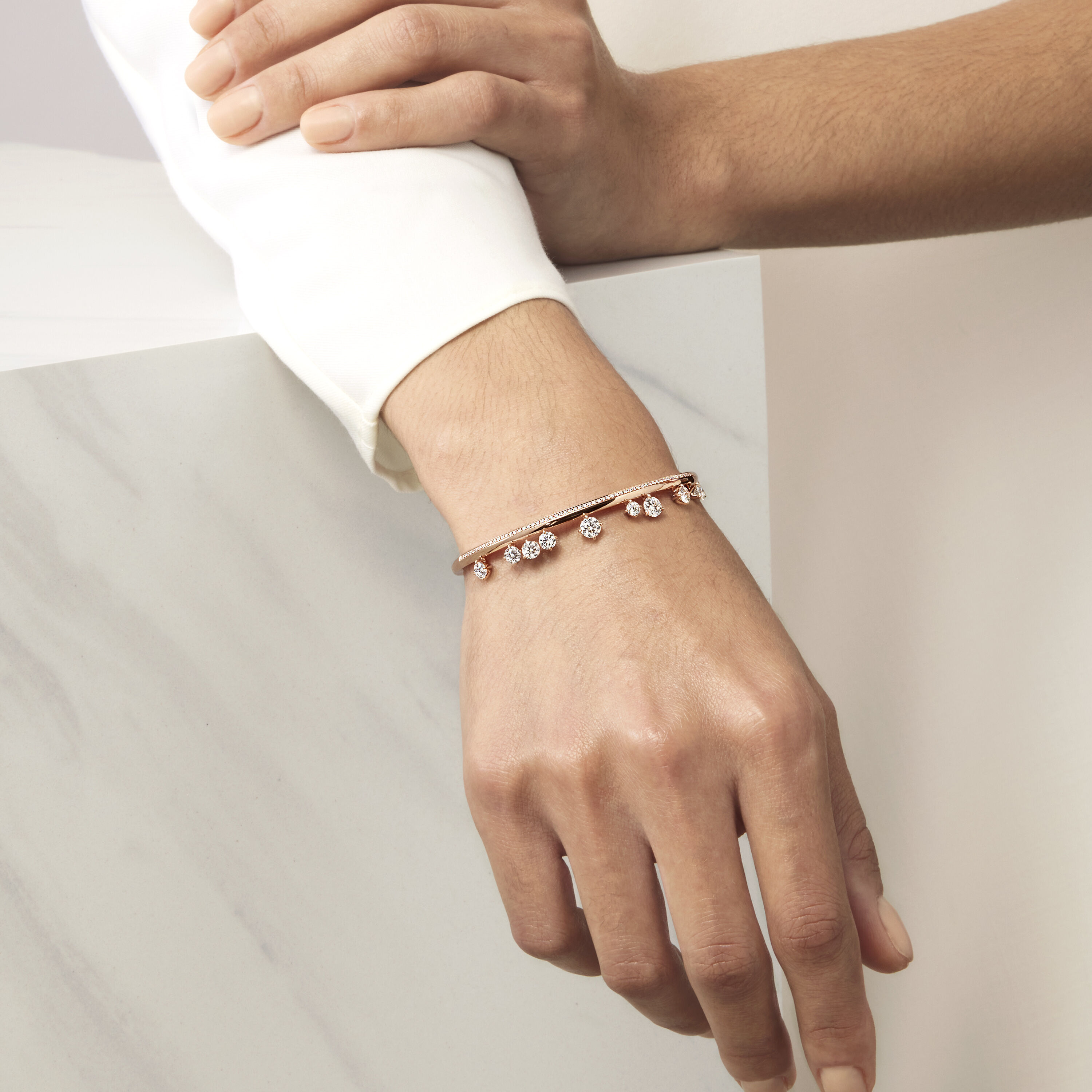 Barre系列密镶钻石手镯, 18K 黄金, large