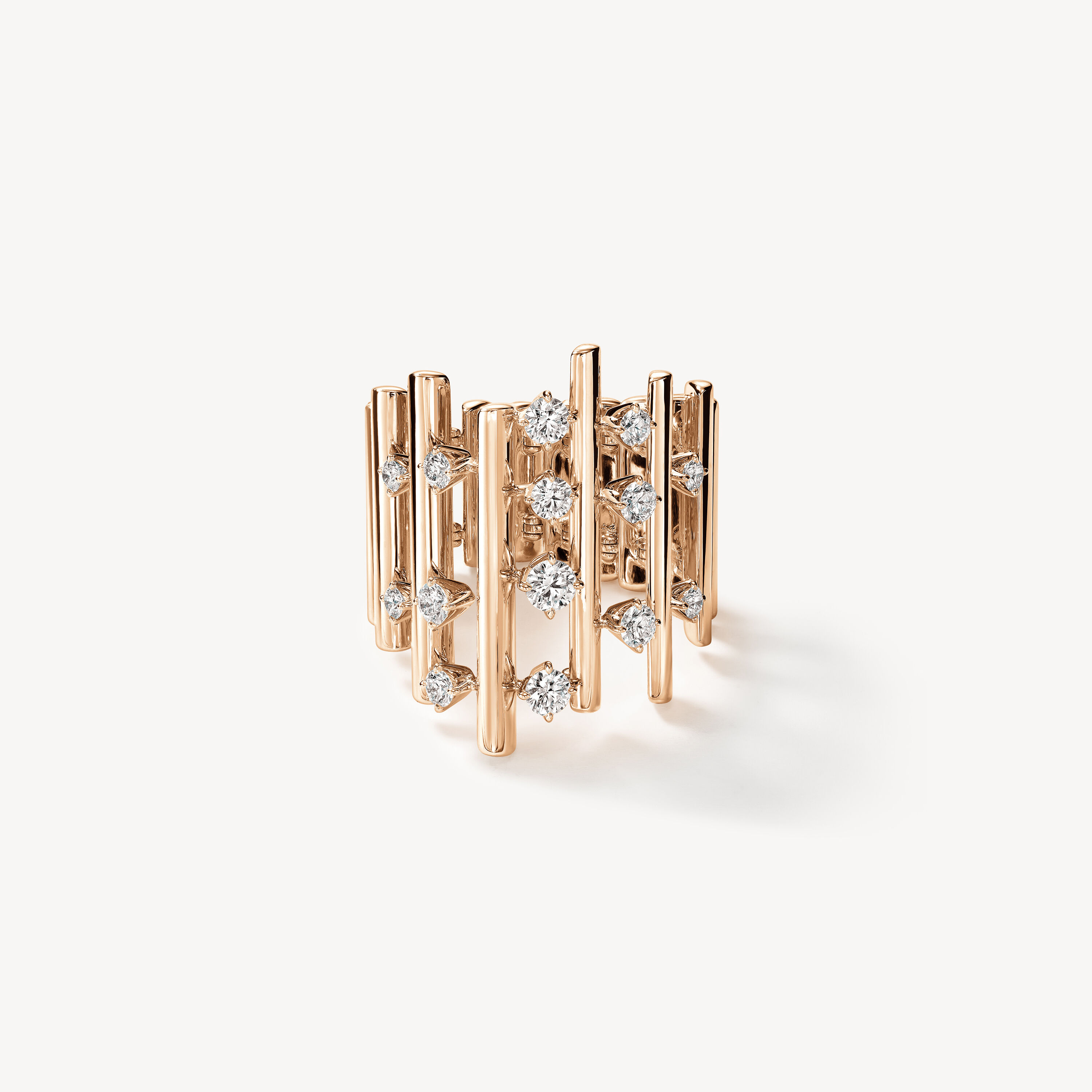 Barre系列多股钻石戒指, 18K 玫瑰金, large