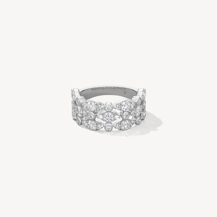 HOF Regal Bezel Triple 钻石戒指, 18K 白金, large