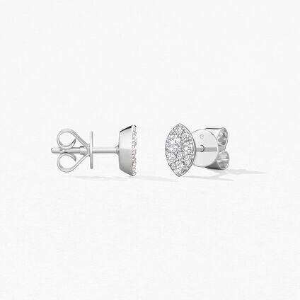 Tessa Navette Earrings, 18K 白金, large
