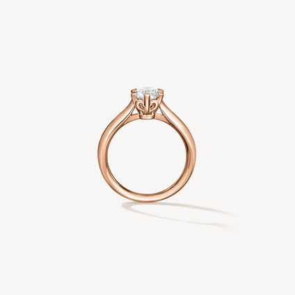 心形六爪镶嵌订婚钻戒, 18K 玫瑰金, large