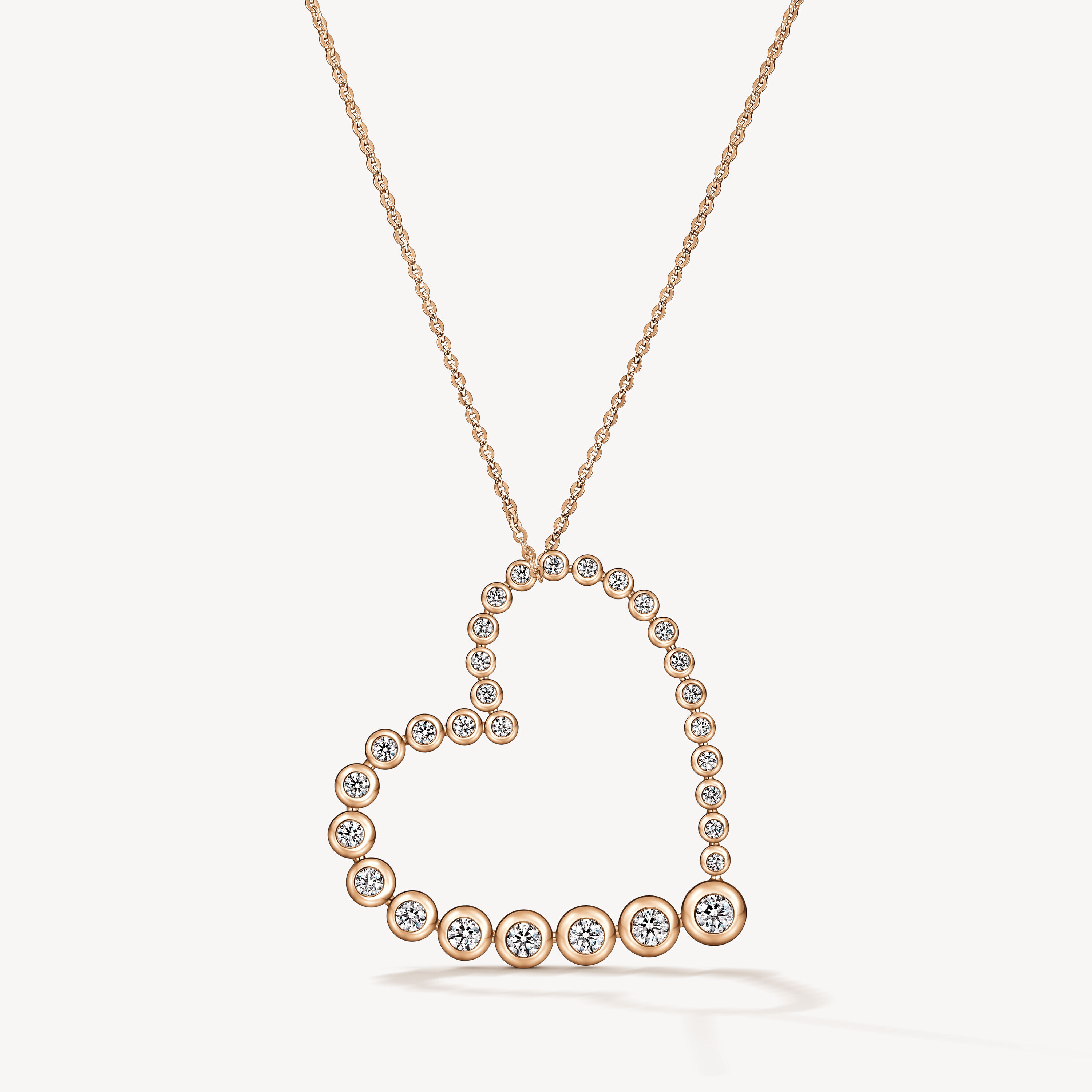 DREAM Heart 钻石项链（大）, 18K 玫瑰金, large