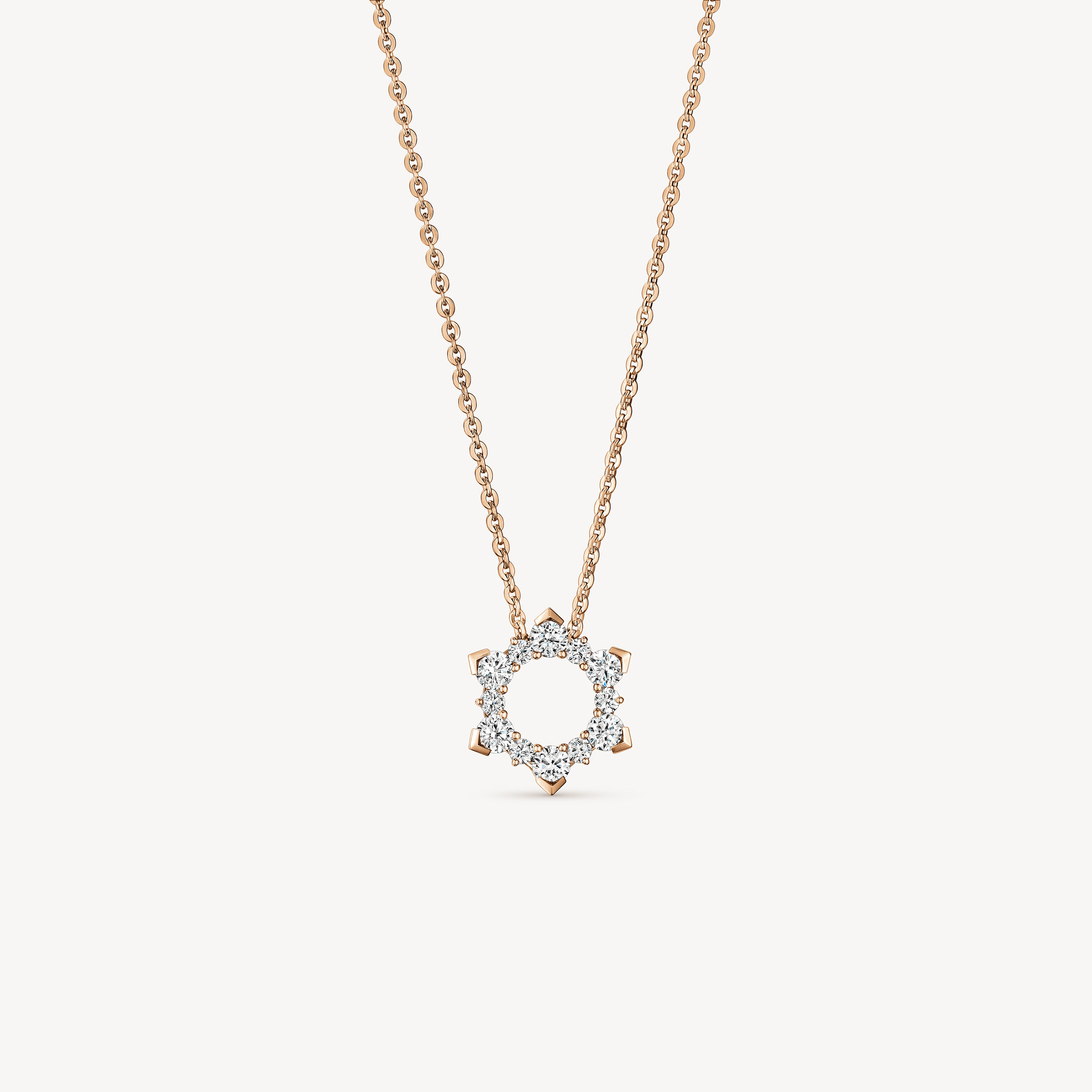 Aerial Open Sunburst Enhancer 钻石项链, 18K 玫瑰金, large