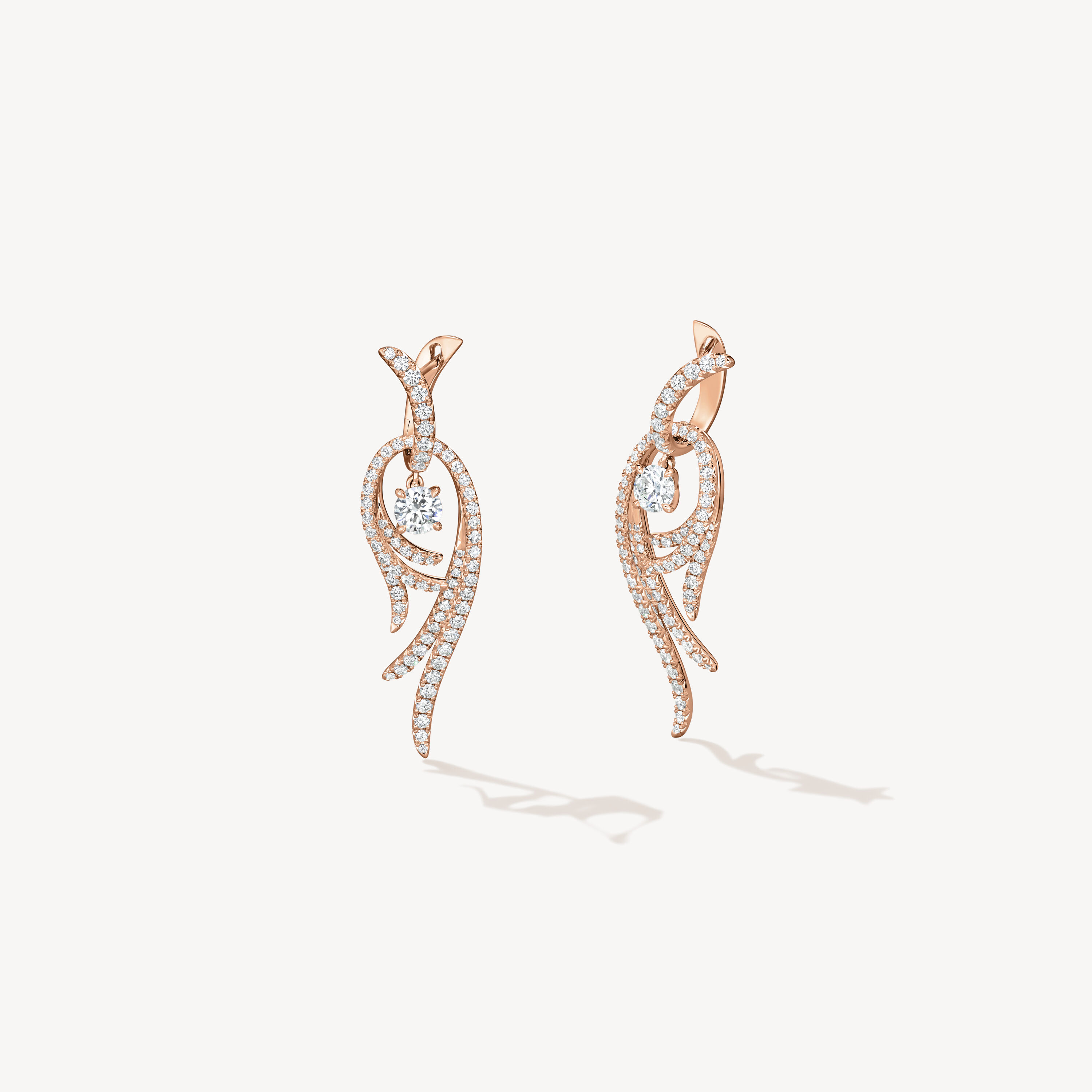 VELA Twisted Drop 钻石耳环 (小), 18K 玫瑰金, large