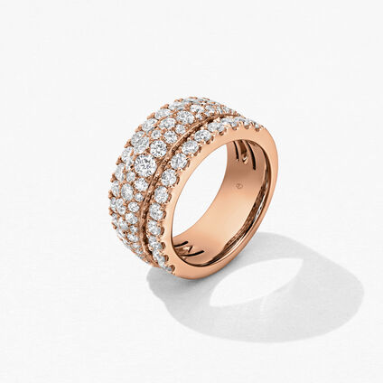 Grace Triple Row Small Domed Ring, 18K Rose Gold, large