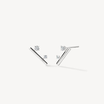 BARRE Floating Diamond Climber Earrings, 18K White Gold, large
