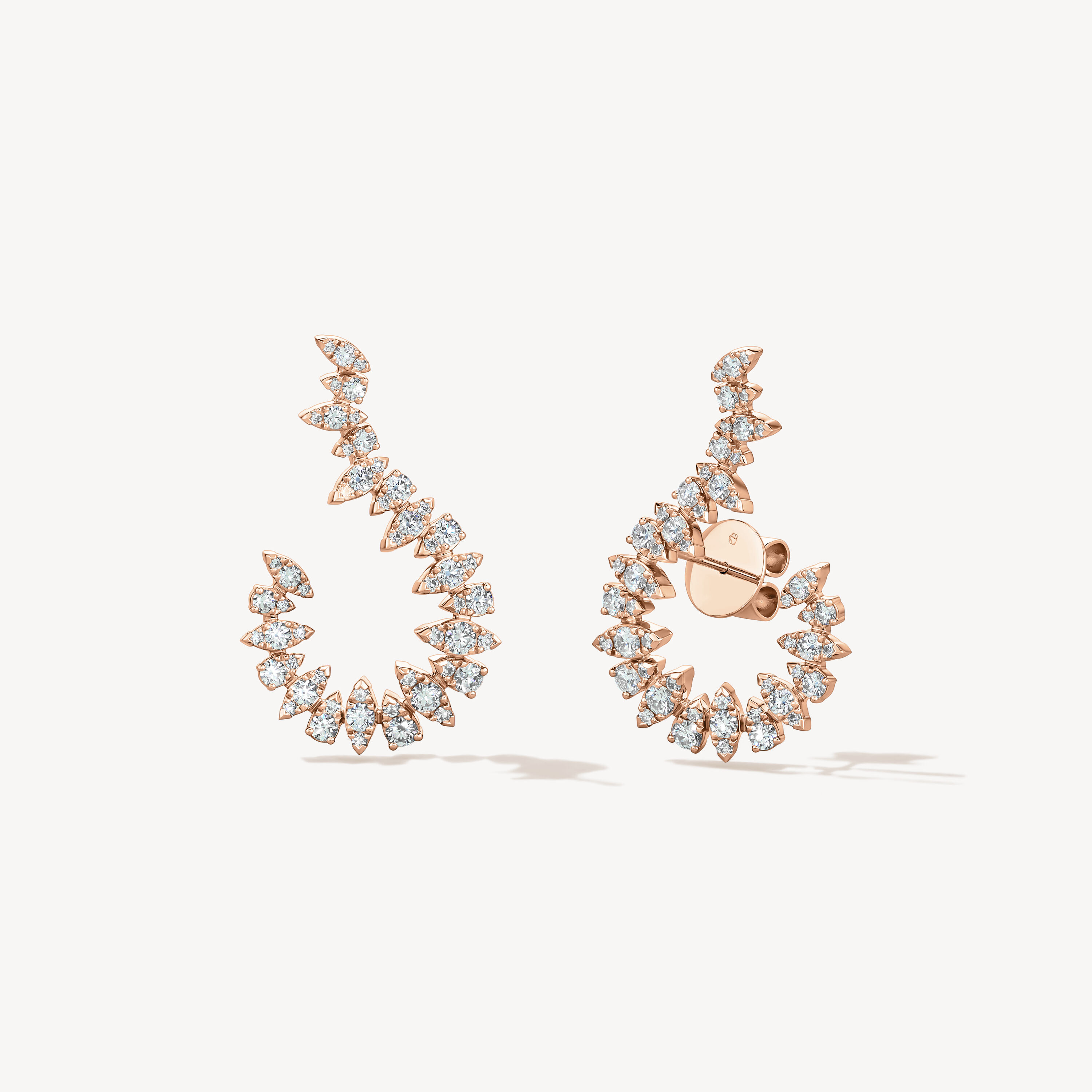 Aerial Twisted Sunburst Earrings, 18K Rose Gold, large