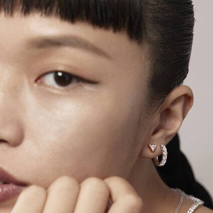 Triplicity Triangle Stud Earrings, 18K White Gold, large