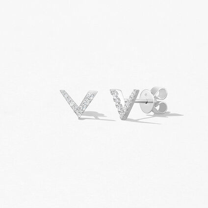 Charmed V Earrings, 18K 白金, large