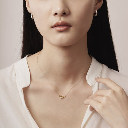 BARRE Floating 迷你钻石项链, 18K 白金, large