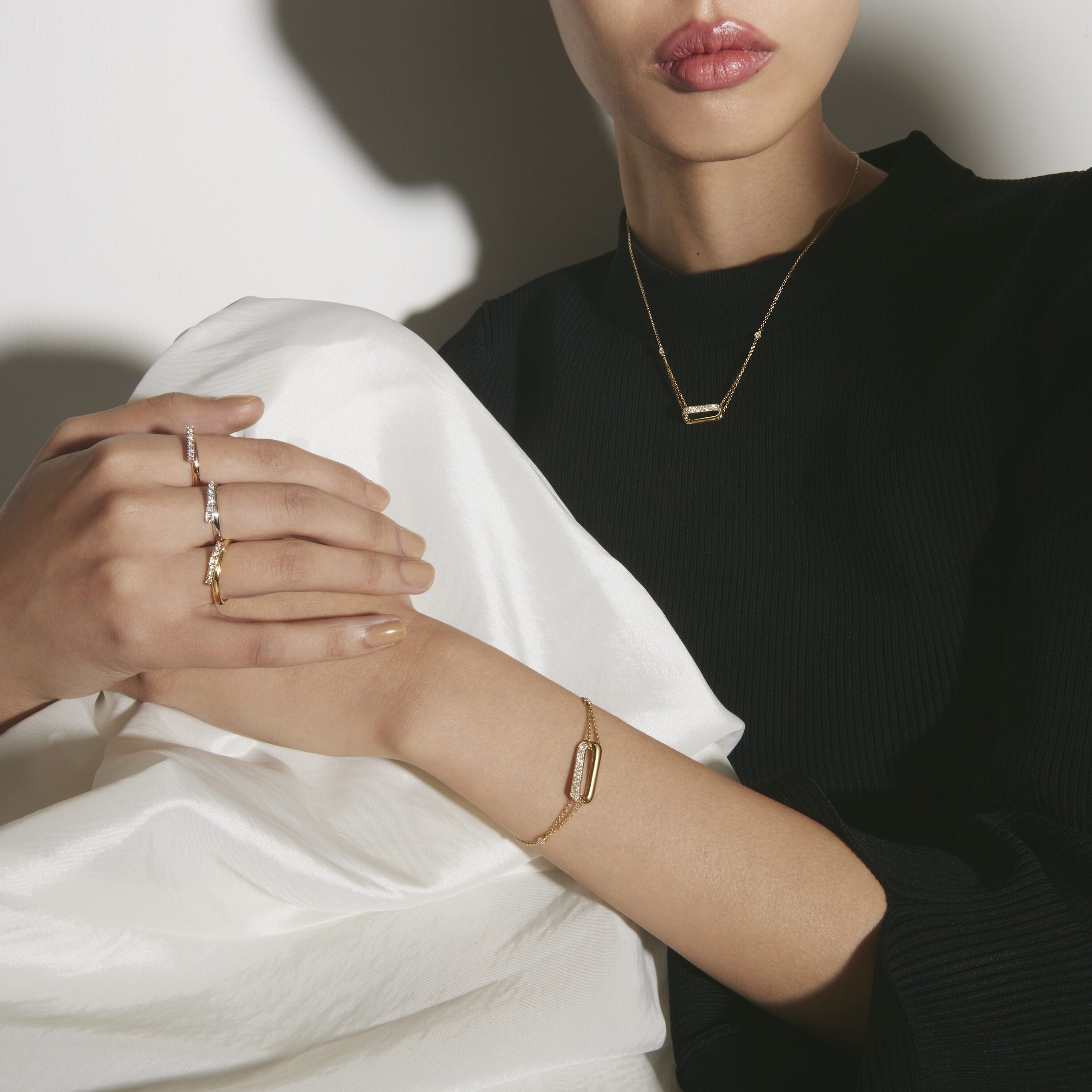 INSIDE/OUT 链式钻石项链, 18K 白金, large