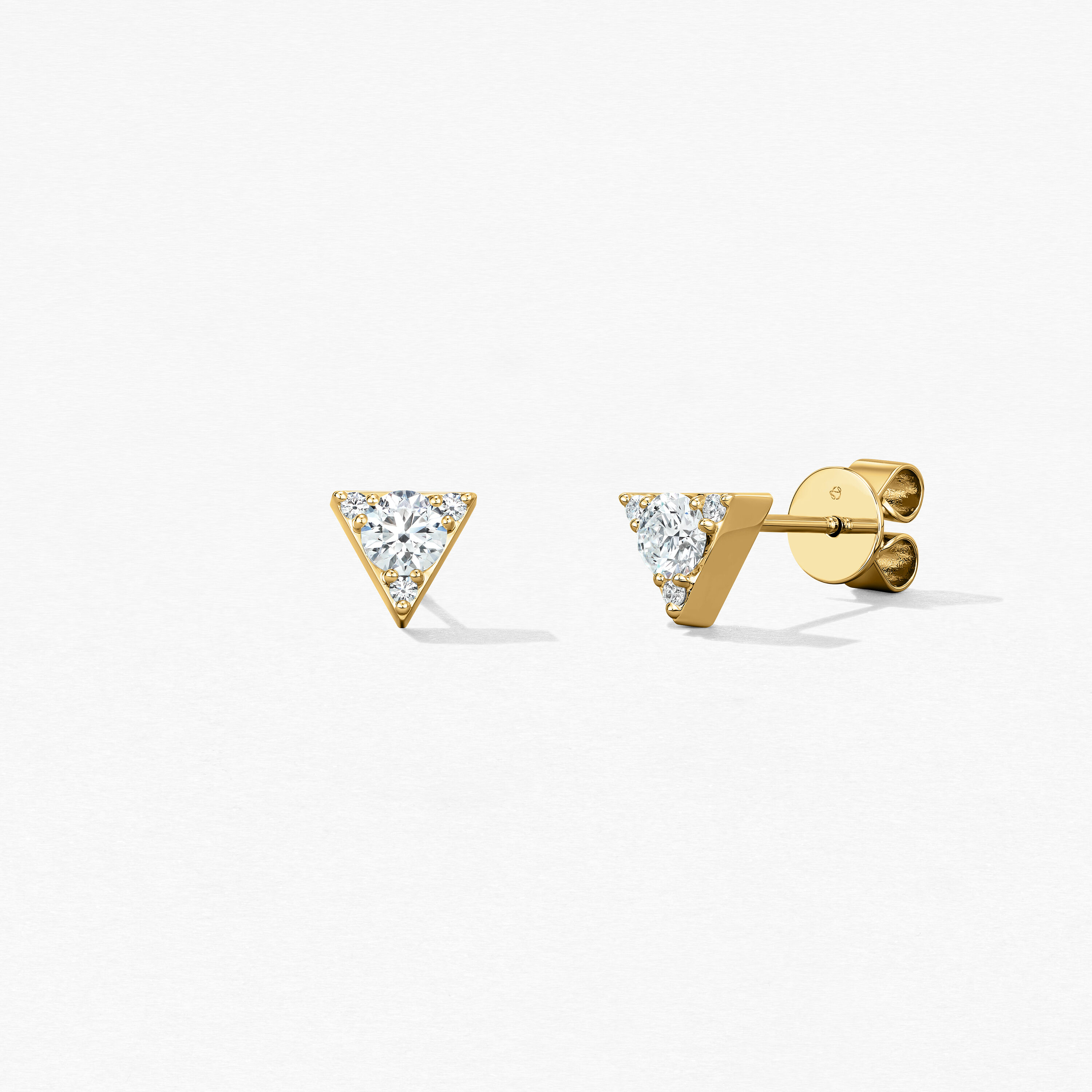 Triplicity Triangle Stud Earrings, 18K Yellow Gold, large