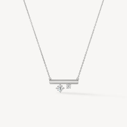 BARRE Floating 迷你钻石项链, 18K 白金, large