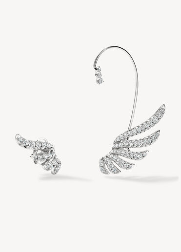 VELA系列法式切割密镶非对称耳环 , 18K 白金 VELA系列法式切割密镶非对称耳环 , 18K 白金, large