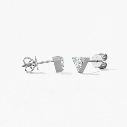 Triplicity Triangle Stud Earrings, 18K White Gold, large