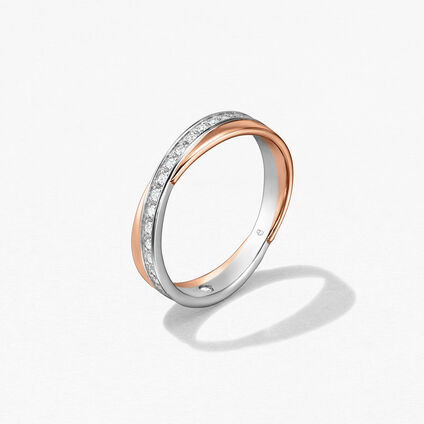 Embrace Wedding Band, Platinum and 18K Rose Gold, large