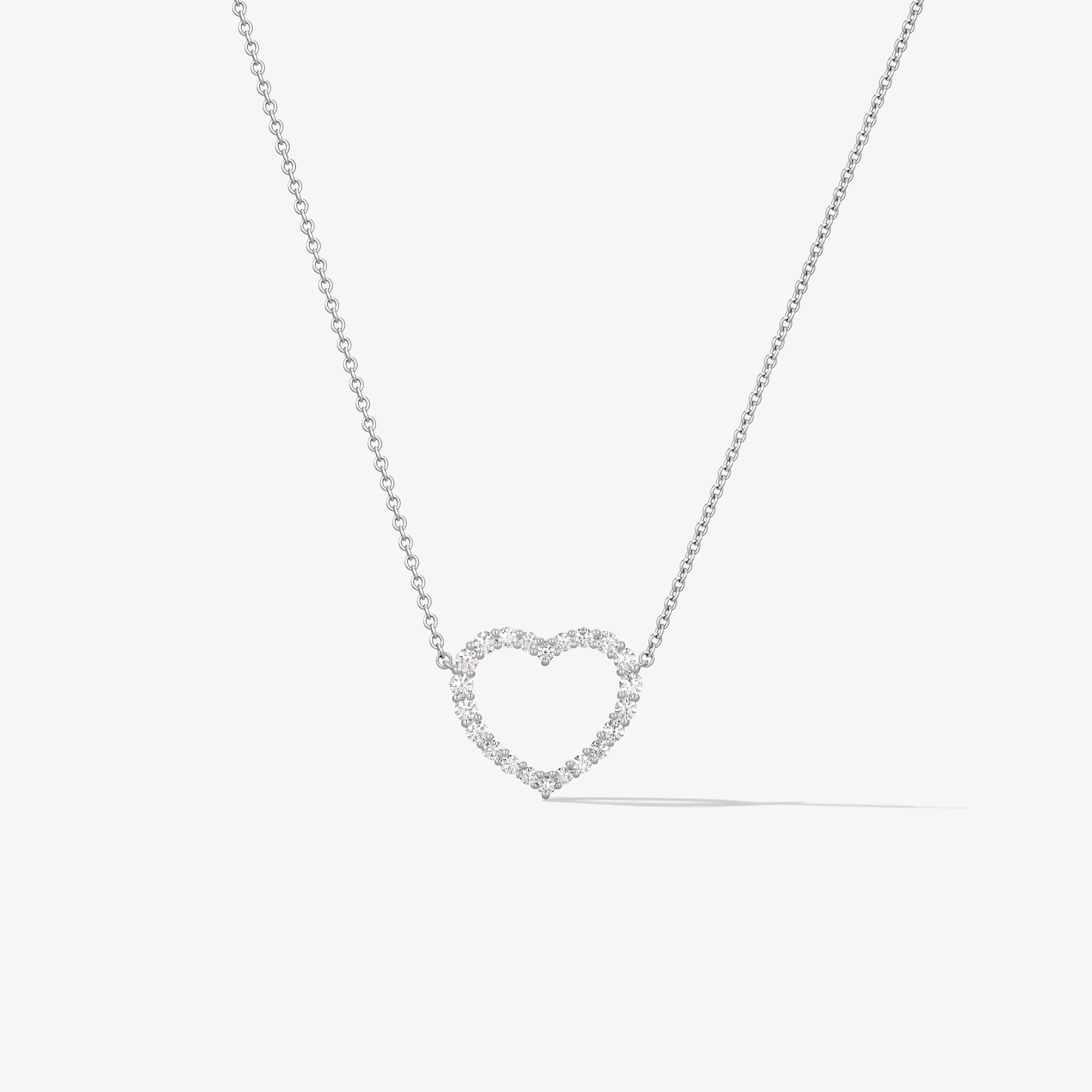 Signature Heart钻石项链, 18K 白金, large