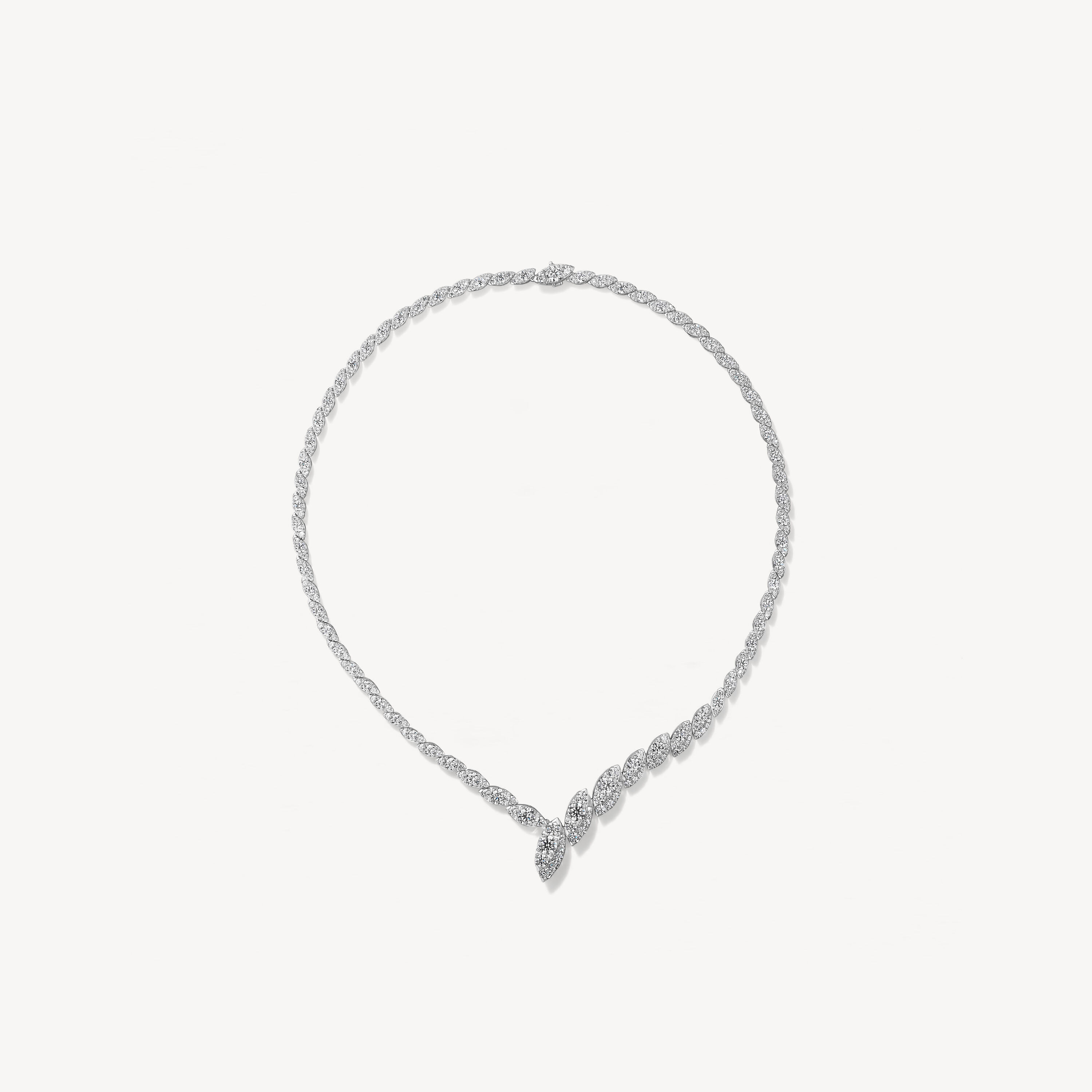 Bypass Necklace, 18K White Gold, large