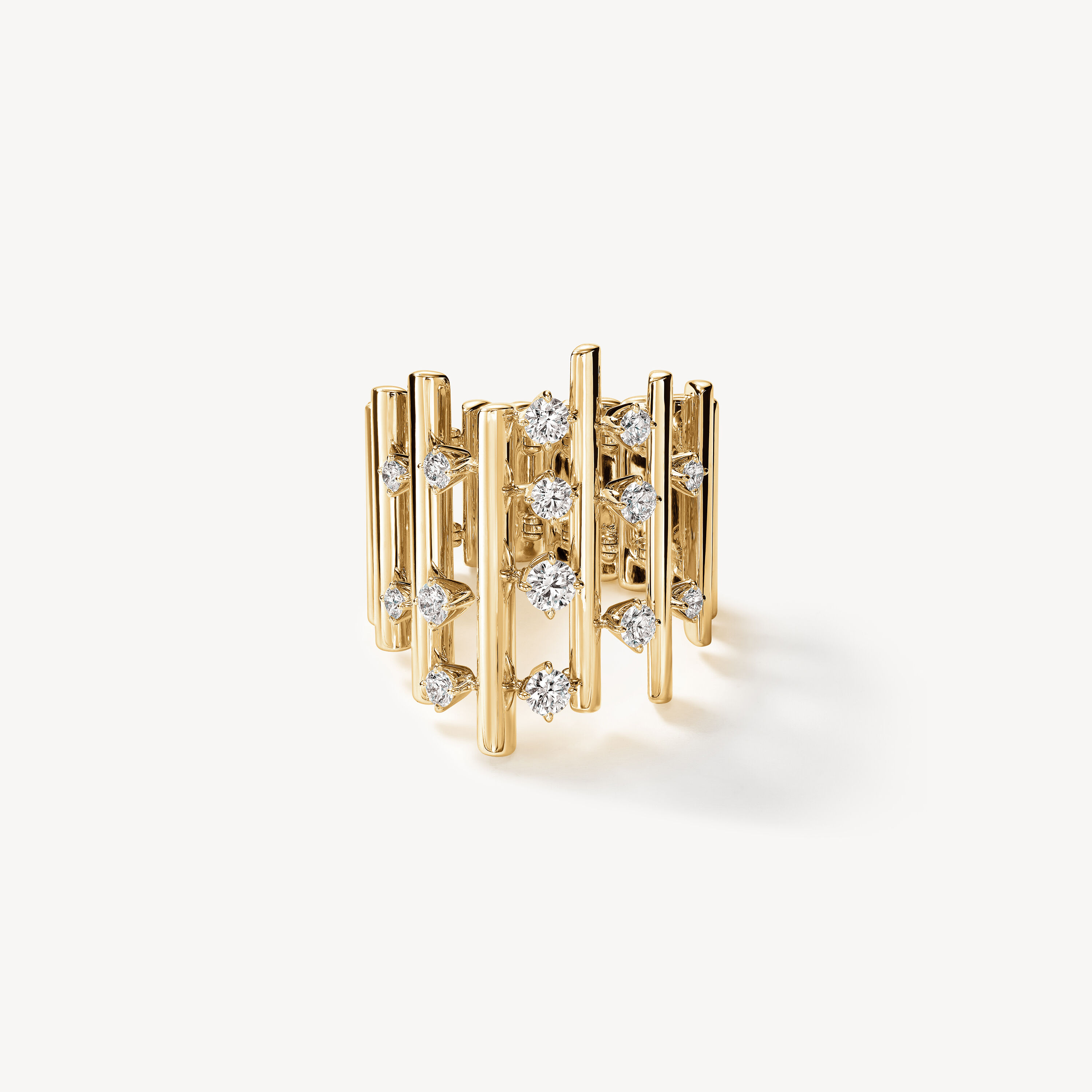 Barre系列多股钻石戒指, 18K 黄金, large