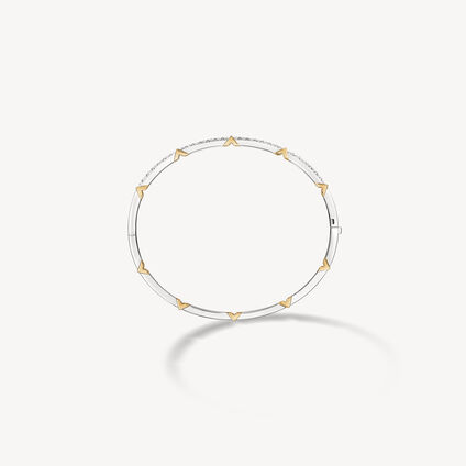 Copley Half Pav&eacute; Diamond Bangle, 18K White Gold & Yellow Gold, large
