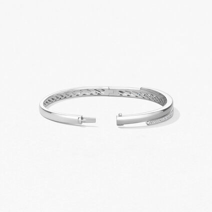 Vela Crossover Bangle, 18K White Gold, large