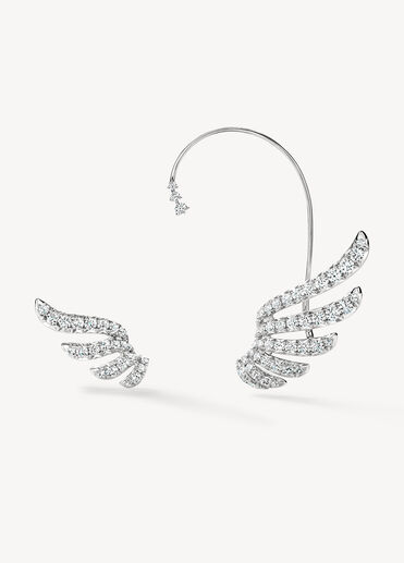 VELA系列法式切割密镶非对称耳环 , 18K 白金 VELA系列法式切割密镶非对称耳环 , 18K 白金, large