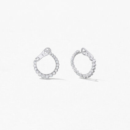 Aerial Regal Diamond Hoops Small, 18K White Gold Aerial Regal Diamond Hoops Small, 18K White Gold, large