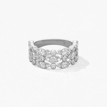 HOF Bezel Regal Triple Ring, 18K 白金, large
