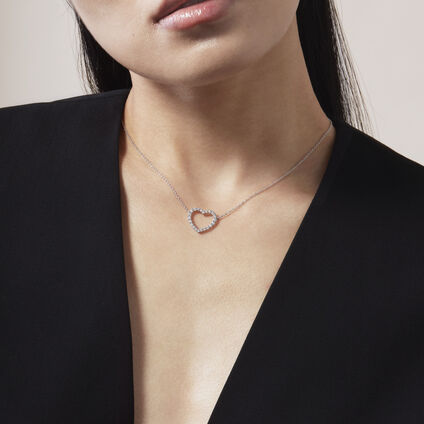 Signature Heart钻石项链, 18K 玫瑰金, large