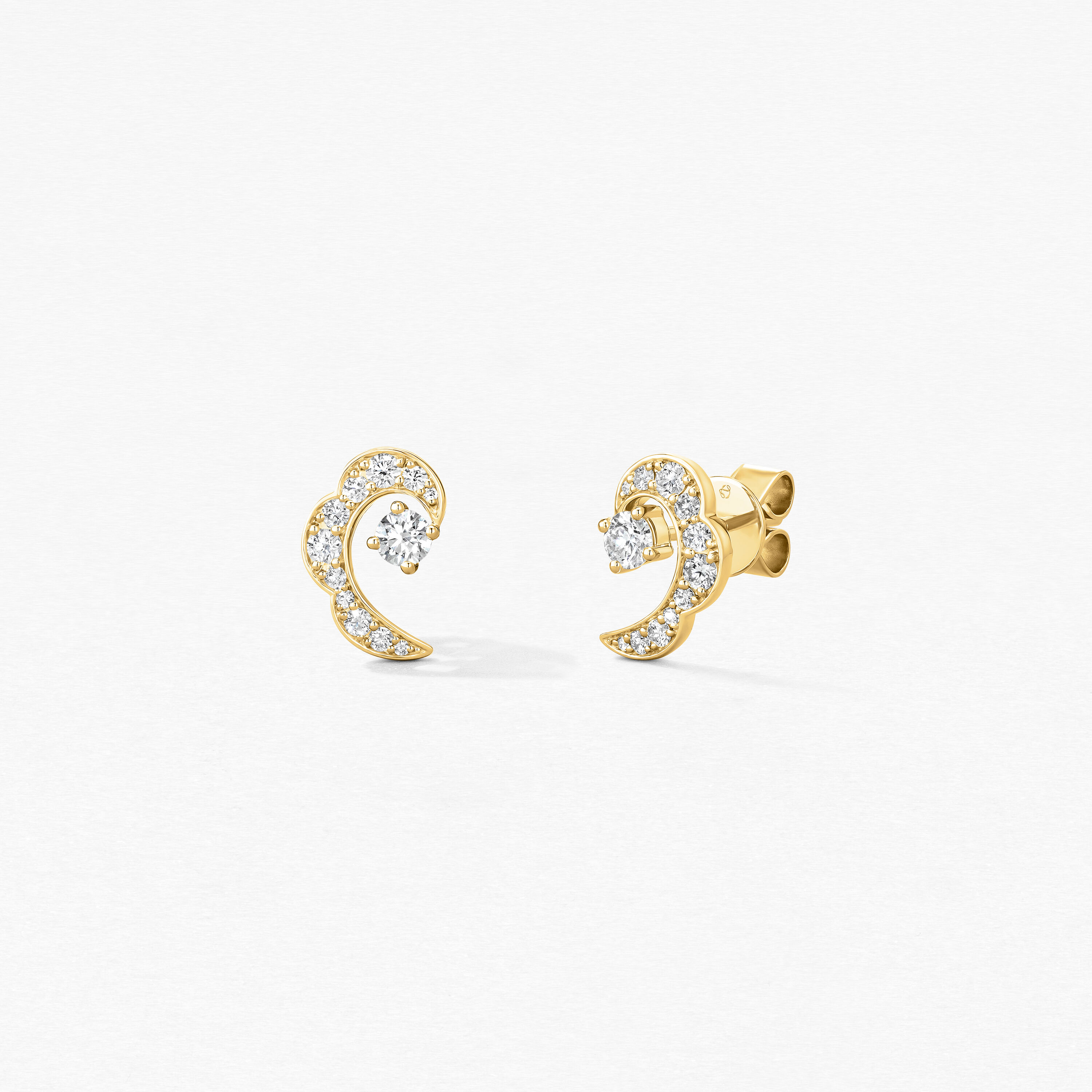 Lorelei Ribbon Studs, 18K Yellow Gold, large