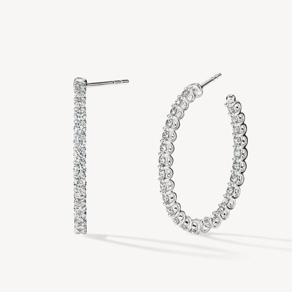 Signature Oval Hoop - Medium, 18K 白金, large