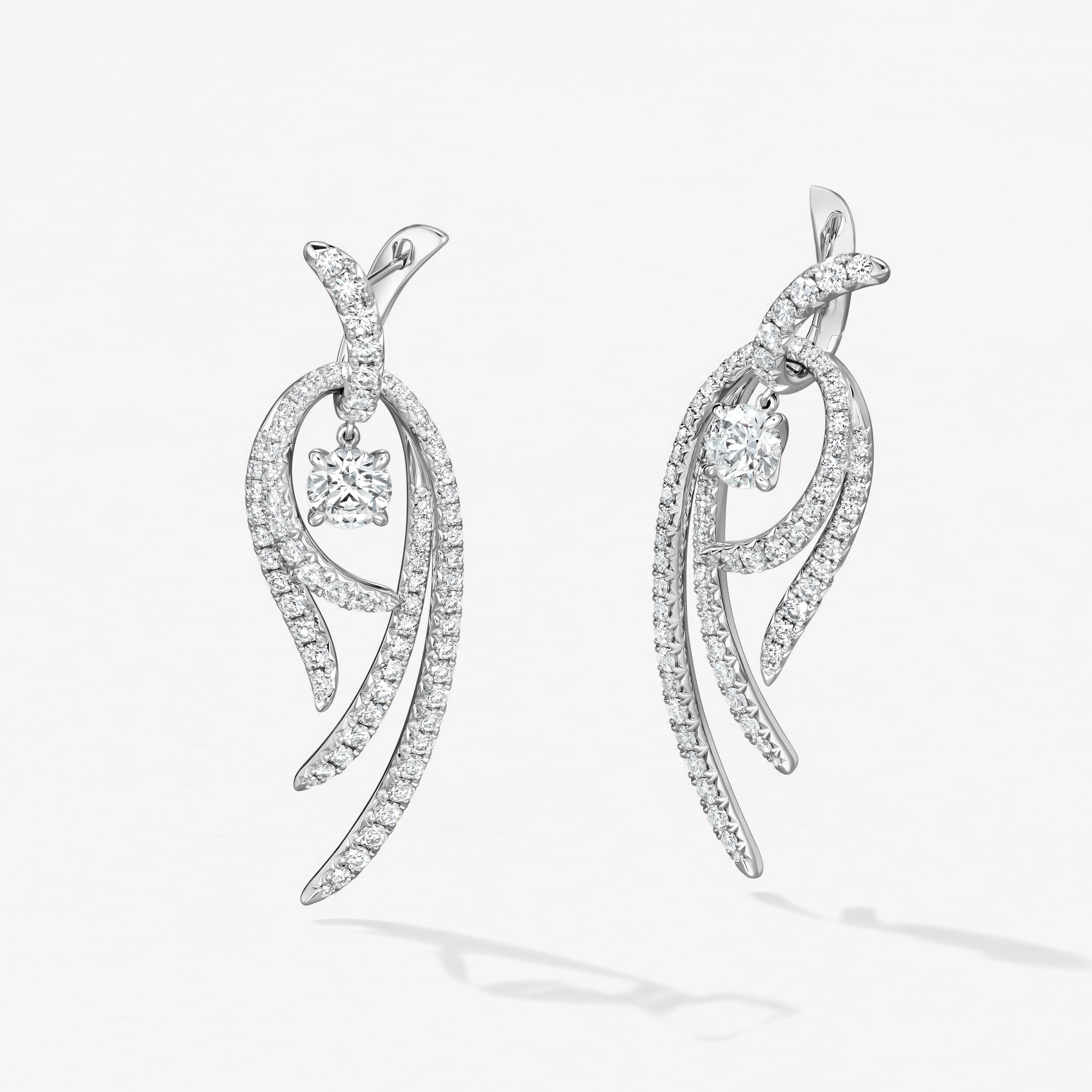 VELA Twisted Drop 钻石耳环 (大), 18K 白金, large