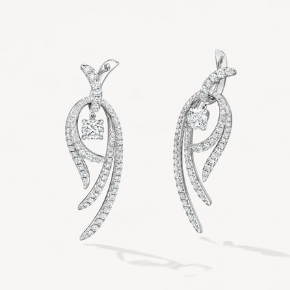 VELA Twisted Drop 钻石耳环 (大), 18K 白金, large